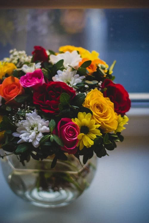 Bouquet 'Joy: Roses, Carnations and solitary Daisy Poms' - order