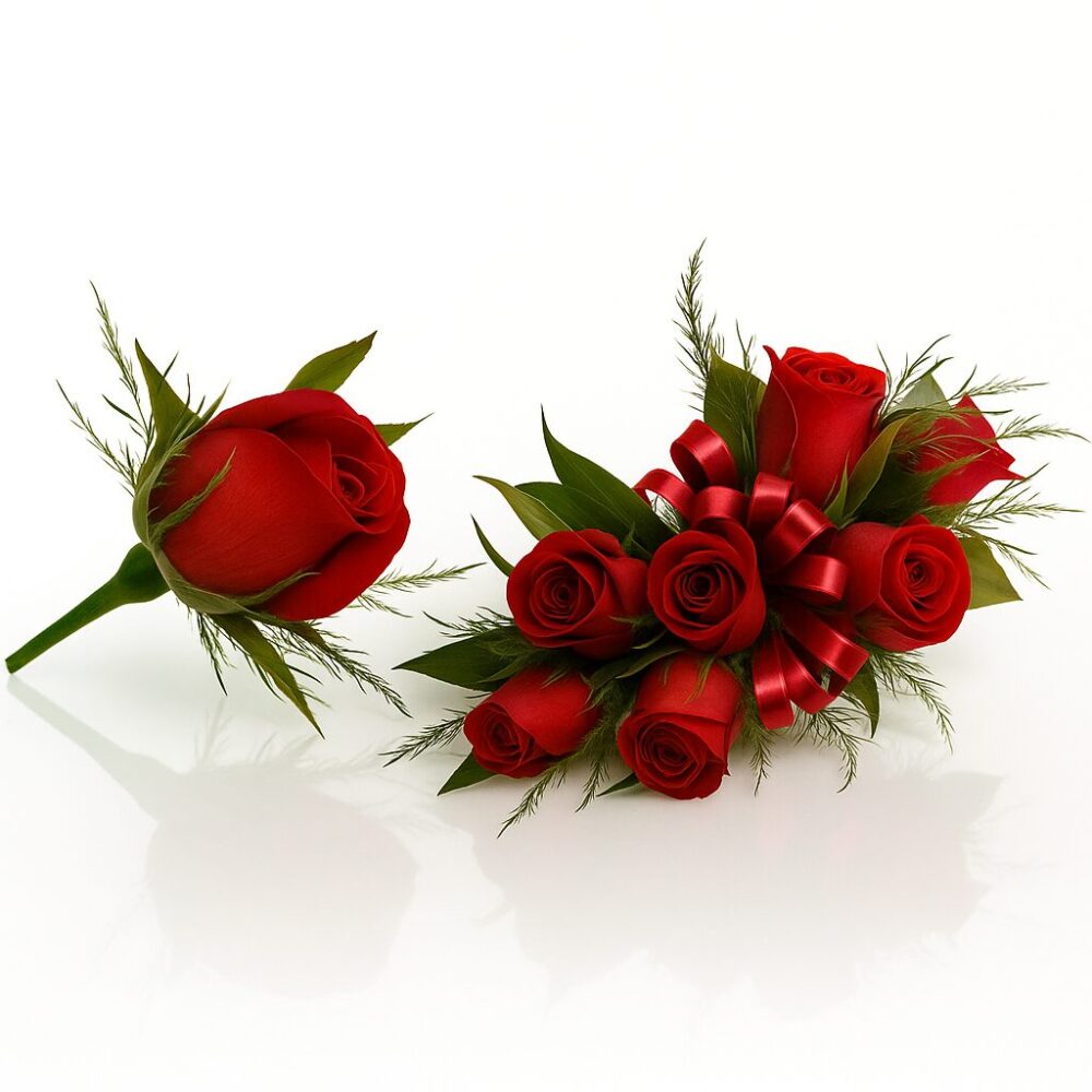 corsage boutonniere pure elegance corsage boutonniere pure elegance 20250619 1111 rosas rojas realistas remix 01jy4f9nmxe22vj96mpw6mhh84