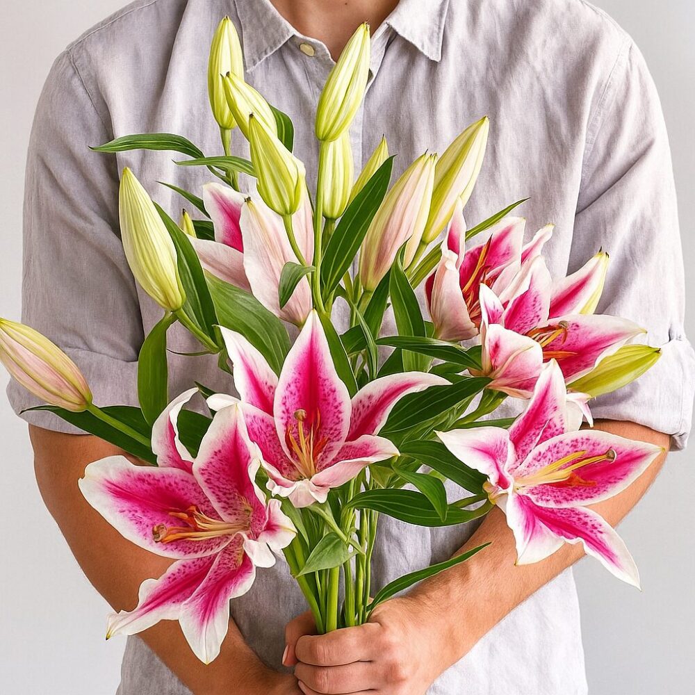 stargazer lilies stargazer lilies 20250703 2318 vibrant lily bouquet remix 01jz9tdye0e19azbnbph6g2qrc